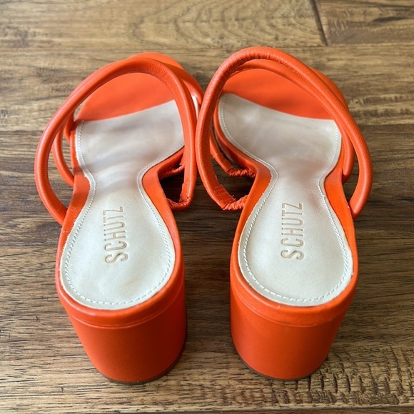 SCHUTZ Olly Block Heel Sandal in Bright Orange Size 10.5 New in Box NIB - Picture 11 of 14